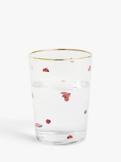Ladybird Glass Tumbler, 510ml, Clear/Red
