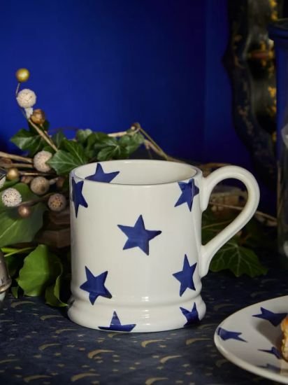 Blue Star Half Pint Mug, 300ml, Cream/Blue
