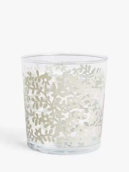 Floral Print Glass Tumbler, 380ml, Clear/White