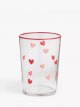 Heart Glass Tumbler, 510ml, Red/Clear
